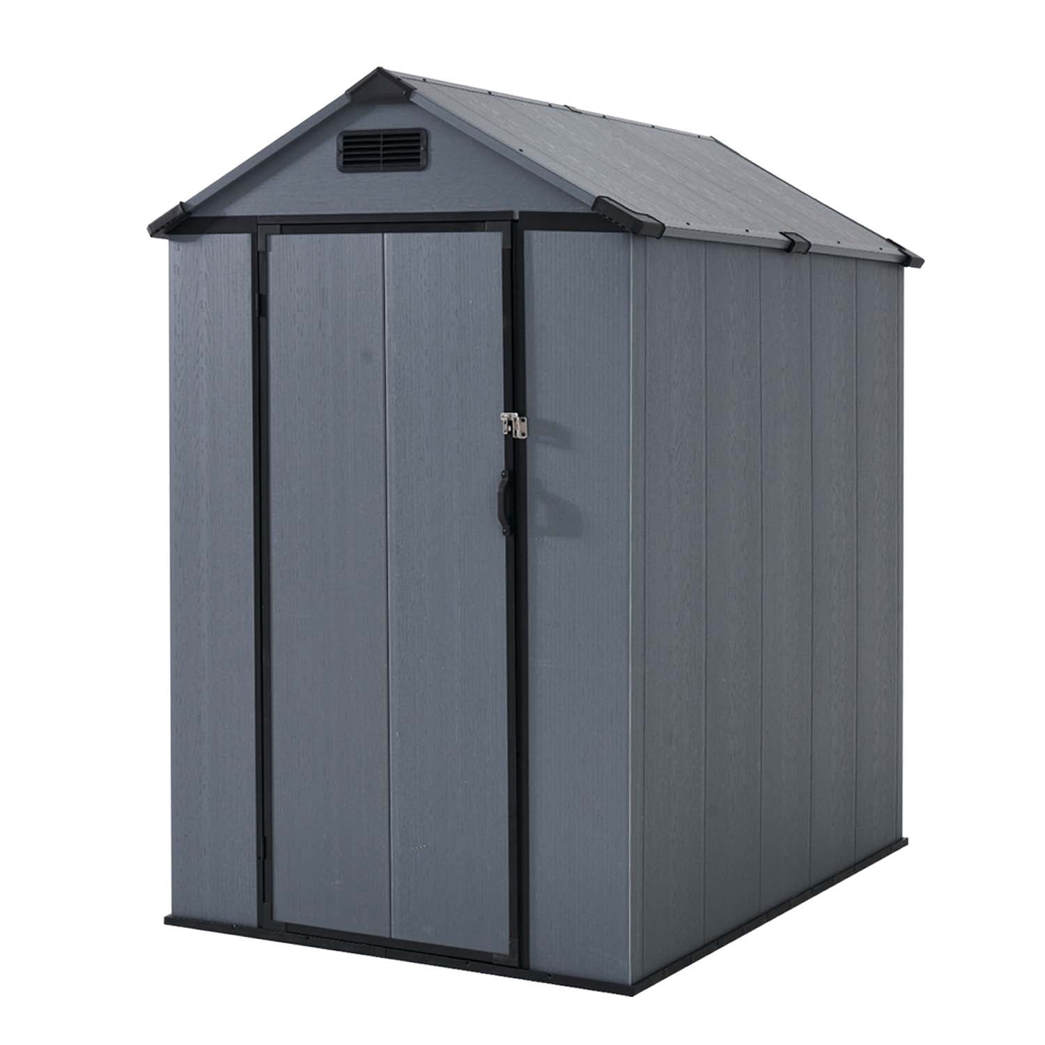 BaPiPro 6'x4' Resin Storage Shed, Heavy Duty Plastic Outdoor Shed with Floor, Metal Frame, Lockable Door, Weatherproof for Backyard, Garden, Patio, Gray