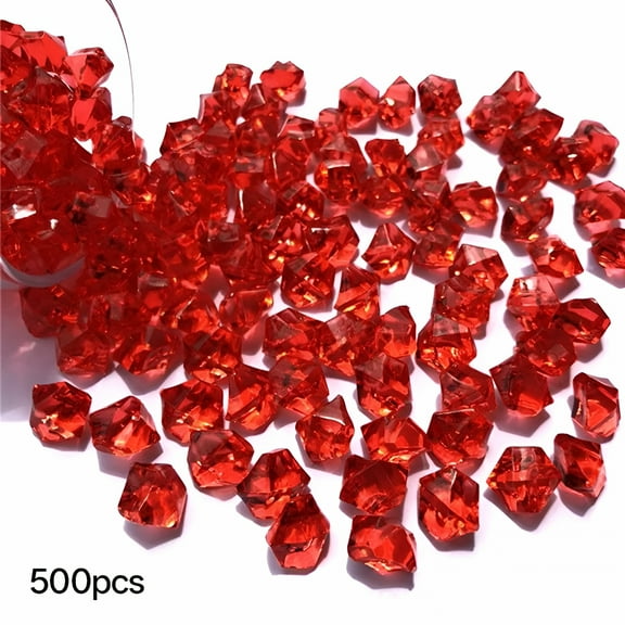 SELIVO 2026 New 200Pcs Plastic Gem Stone Ice Rocks Table Scatter Vase Fish Tank Decoration Red for Table Decor, Party Decorations, Vase Fillers, Fish Tank, Home, Event.