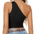 thumbnail image 4 of ZJXFGS One Shoulder tops For Women, Tank top For Women, Women Summer Casual top One Shoulder Tight Fit Solid Color Sleeveless Wrap Chest Tank top, Sleeveless tops For Women Black L, 4 of 5