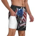 thumbnail image 3 of Picia Largemouth Bass Fish in USA pattern Mens Swim Trunks with Compression Liner Stretch Beach Shorts Quick Dry with Zipper Pockets No-Chafing Board Shorts-3X-Large, 3 of 9