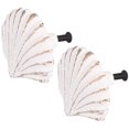 thumbnail image 5 of QIFULL 2PCS White Seashell Cabinet Handles Iron Mediterranean Style Knobs Home Decoration, 5 of 7