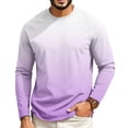 thumbnail image 2 of OIOLOYJM Mens T Shirts Casual Cotton Long-Sleeve Crew Neck Gradient Hiking Sport Tee Shirts Basic Lightweight Breathable Workout Tees Light Purple XL, 2 of 5