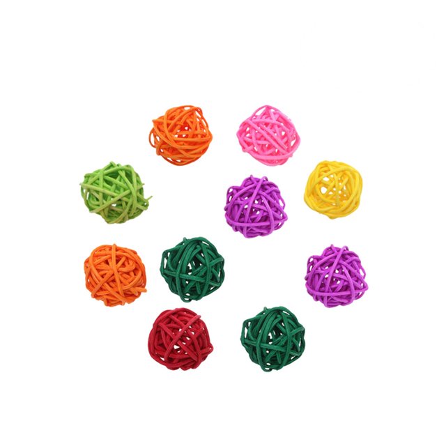 10Pcs Willow Branch Ball Rattan Balls Bird Parrot Chew Toys Bird Cage Hanging Ornament for Small Animals (Random Color)