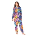 thumbnail image 2 of FORMRS Onesies Pajama for Adults Unisex Hoodie Winter Jumpsuit One Piece Sleepwear, Sizes S-2XL, Colorful Leaves, 2 of 7