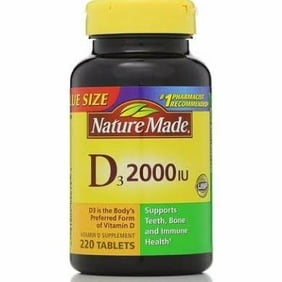 Nature Made Vitamin D3 2000 Iu Supplement Tablets 100 Count 2 Pk