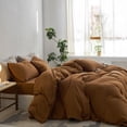 thumbnail image 7 of MooMee Duvet Cover Set Cal-King 100% Washed Cotton Twill Ultra-Soft Breathable Linen Like 3-Piece (Dark Orange, 104"x98"), 7 of 7
