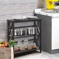 thumbnail image 3 of Giantex 3-Tier Bookcase & Bookshelf, Stable Open Storage Shelf w/Solid Wood Frames & X-Design for Home Office, Black, 3 of 8