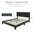 thumbnail image 3 of Einfach Full Size Black Leather Upholstered Bed Frame with Adjustable Headboard, No Box Spring Needed, Low, 3 of 7