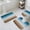 Blue, variant on Blue Beige Brown Bath Mat 3 Piece Bathroom Rug Set, Country Retro Gradient Wooden Grain Non Slip Bath Rug Contour Mat and Toilet Lid Cover, Absorbent Shower Mats Soft Bath Rugs and Mats Sets