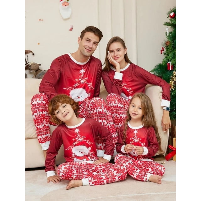 Nuevo conjunto navideño a juego para la familia, ropa estampada para madre e hija, papá e hijo, conjunto de pijamas familiares, ropa de invierno para bebés, niños y niñas