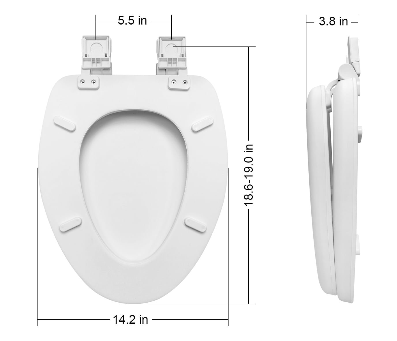 Mainstays Premium 19" Soft Elongated Toilet Seat, TPU Leather, Memory Foam, Quick-Release Hinges