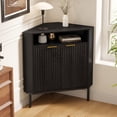 thumbnail image 3 of Joyyskill Fluted Corner Cabinet with Storage, Modern Floor Cabinets with Adjustable Shelf & Metal Legs Wooden Narrow Cabinet Organizer, Black, 3 of 7