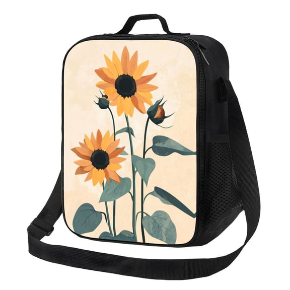 Minimalist Sunflower Lunch Bag Reusable Lunch Box Insulated Tote Bag with Adjustable Shoulder Strap