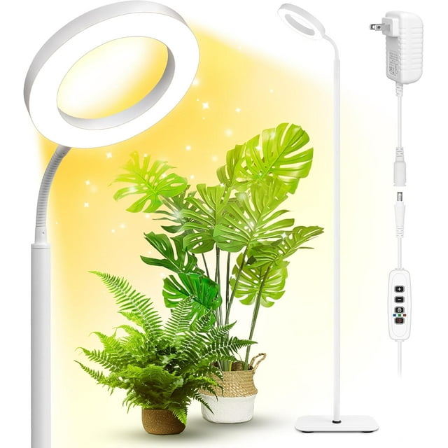 Lampe de Croissance pour Plantes avec Lumières de Croissance pour Plantes d'Intérieur, Lampe sur Pied à Spectre Complet à DEL avec Support à Hauteur Réglable, Minuterie Automatique //H Luminosité Réglable pour Petites, Grandes et Hautes Plantes Gr