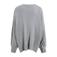 thumbnail image 3 of DuoJiaJ Women's Oversized Knit Sweater Casual Long Sleeve Pullover Tunic Top Soft Comfortable Winter Fall Fashion Loose Fit Round Neck Split Hem Crewneck Sweater Gray L, 3 of 4