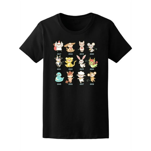 Kawaii Cute Chinese Zodiac Set T-Shirt Women -Image by Shutterstock, Female Medium