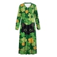 thumbnail image 4 of Xoenoiee Cat Shamrock Print Women's Long Sleeve Nightgown Full Length Sleepwear Button Down Long Sleepshirts St. Patrick's Day Henley Sleep Dress Mumu Dress, S, 4 of 7