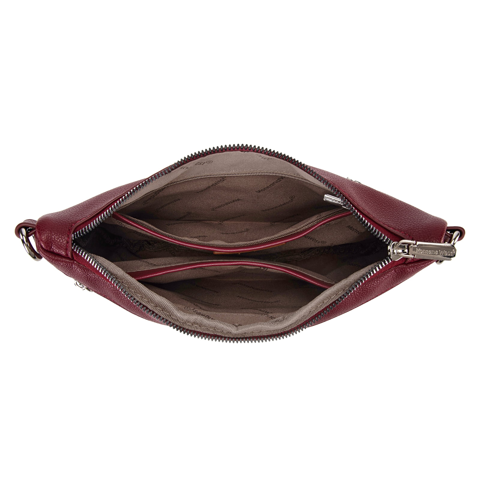 Montana West Crossbody Bag for Women with Dual Zipper Pockets, Burgundy