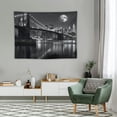 thumbnail image 2 of GOSMITH  New York City Skyline Tapestry Black and White,Brooklyn Bridge East River NYC Skyscrapers Lights Reflection Moon Night USA Cityscape Tapestry Wall Hanging for Home Decoration Wall Art, 2 of 7