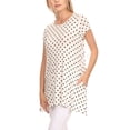 thumbnail image 3 of Women's Short Sleeve Polka Dot Round Neck Casual Pockets Blouse Top, 3 of 5