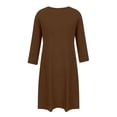 thumbnail image 4 of Women's 3/4 Sleeve Crew Neck Nightgown Solid Color Casual Loose Sleepshirt Flowy Soft Breathable Home Wear Brown L, 4 of 7