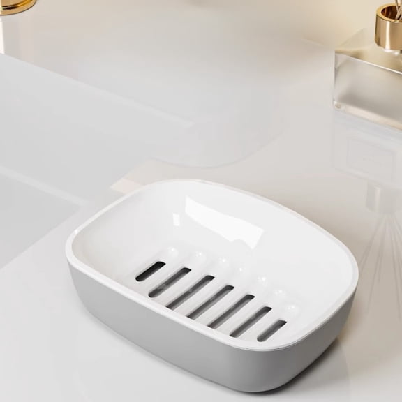 FEOLGEHLY Double Layer Self Draining Soap Holder, Soap Tray Soap Dish for Shower Soap Box, Soap Savers for Bar Soap, Easy Cleaning Soap Bar Container for Bathroom Kitchen, Gray