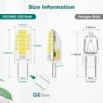 thumbnail image 3 of G8 LED Bulb Dimmable, Equivalent to G8 Halogen Bulb 20W, Daylight White 5000K, 2W, 120V, T4 JCD Type Bi-Pin Base Light Replacements for Under Cabinet, Puck Light, 10-Pack, 3 of 9