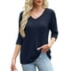 thumbnail image 5 of Sudadera de lactancia,Camiseta de mujer con cuello en V y manga 3/4, blusa informal de color liso, de poliéster, cómoda para uso diario, sopatenor, 5 of 9