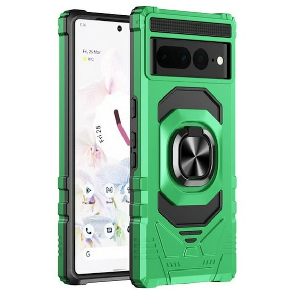 Robotic Series Dual Layer Hybrid Case with Ring Grip for Google Pixel 7 - Green