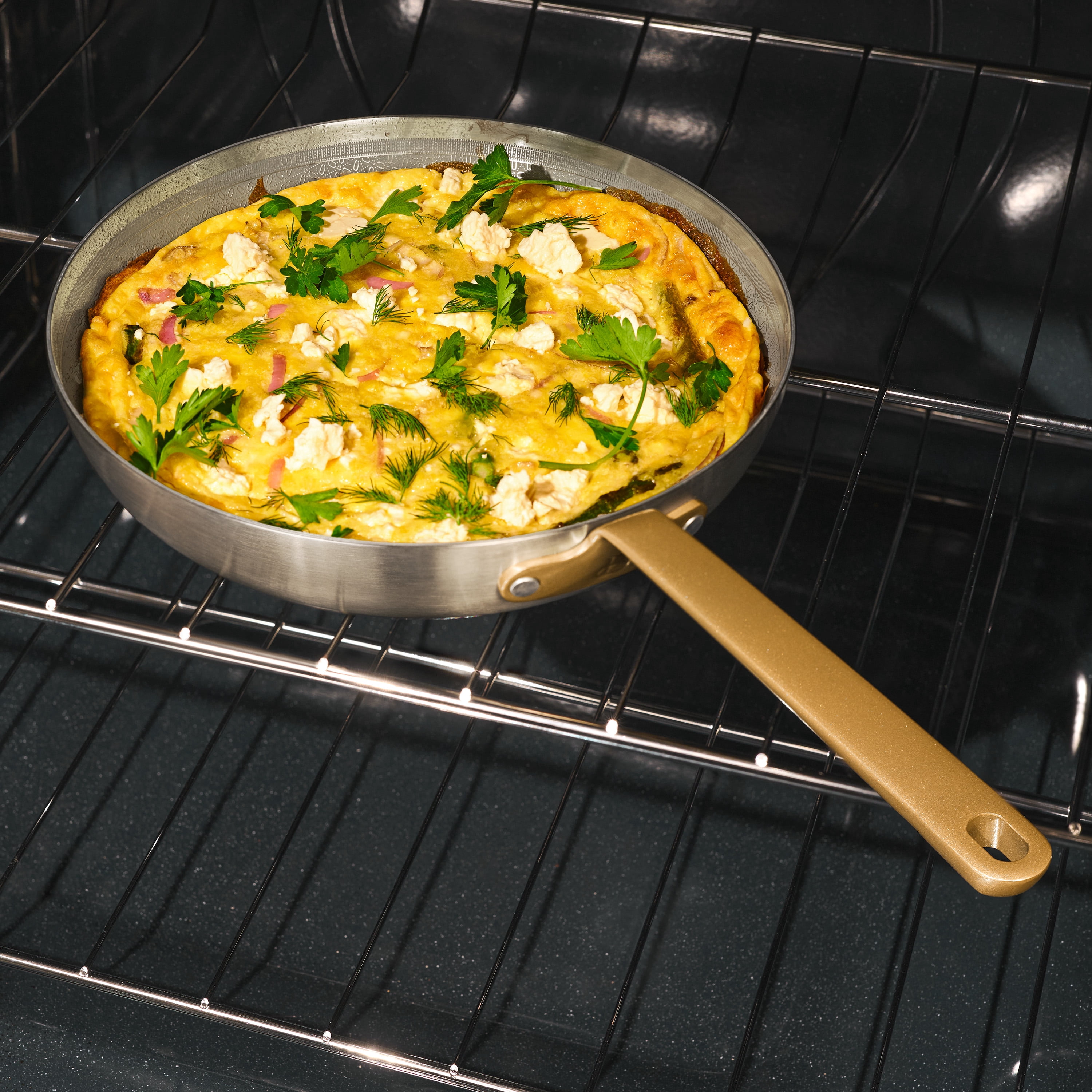 Beautiful 10" Hybrid Tri-Ply Stainless Ceramic Nonstick Fry Pan with Lid by Drew Barrymore