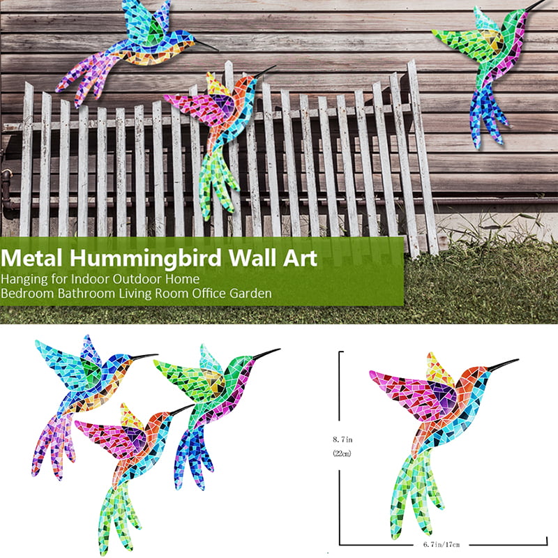 Hummingbird with Flower Scene Patina Finish Metal Wall Art Hanging 