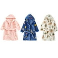 thumbnail image 5 of GYRATEDREAM Boys Girls Robe Kids Coral Fleece Hooded Bathrobe Sleepwear Pajamas Toddler Soft Plush Robes Sleepwear for 4-5Y White, 5 of 5