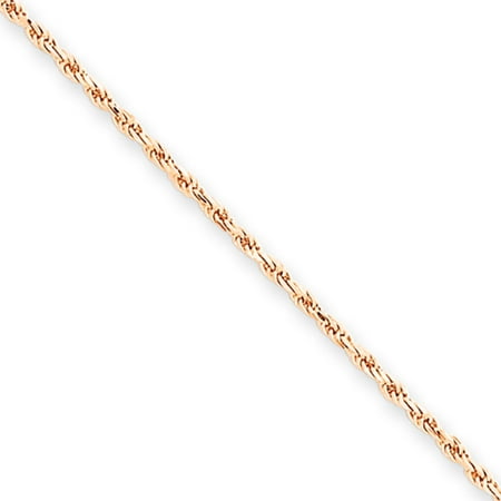 Diamond Cut 14k Rose - 1.5mm, 14k Rose Gold, Diamond Cut Solid Rope Chain Necklace, 24 Inch