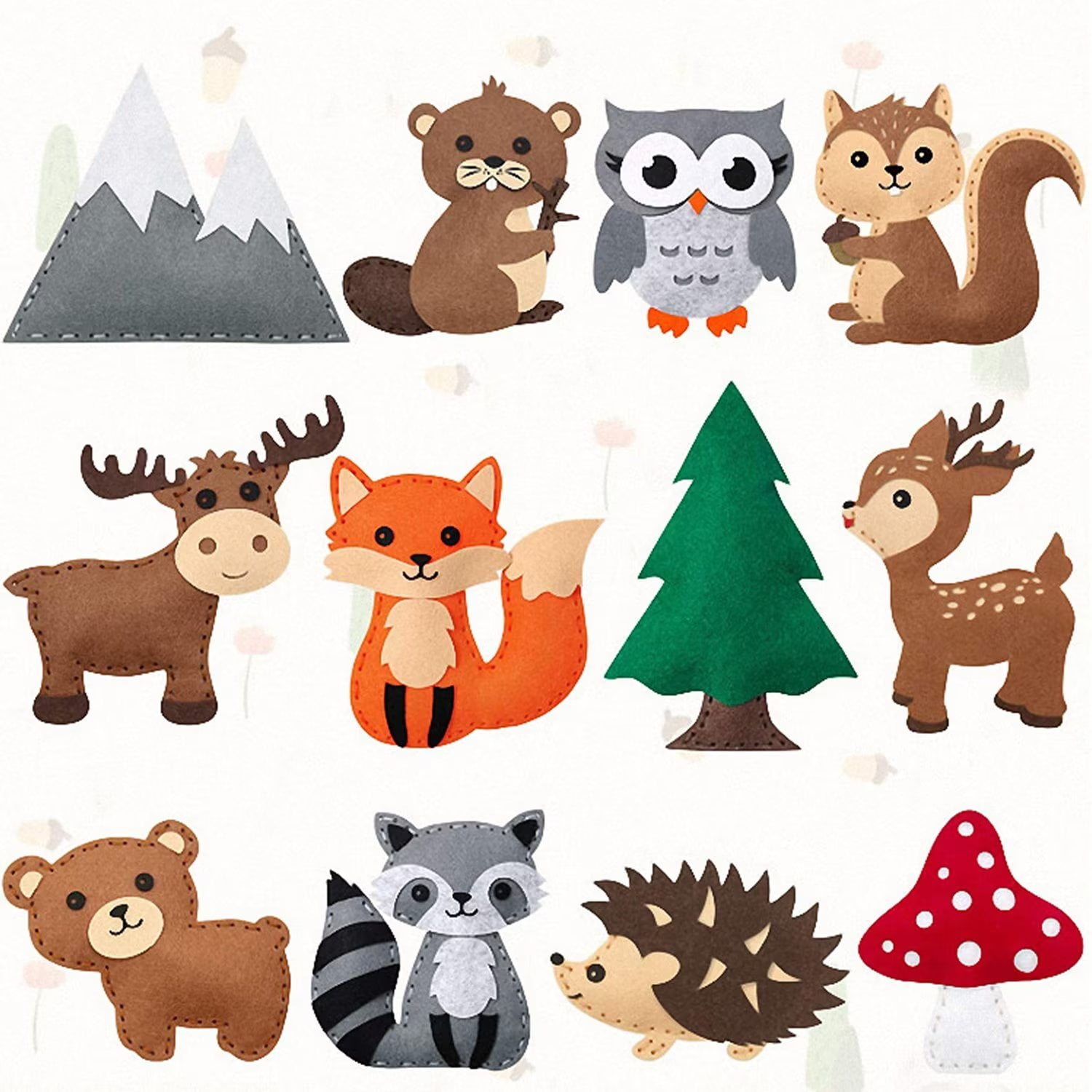 Epcany 12 Pieces My Forest Friends Christmas Ornament Set Animals Craft Kit Christmas Tree