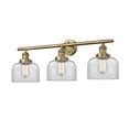 thumbnail image 1 of Innovations 205-BB-G72-LED Large Bell 3 Light Bath Vanity Light part of the Franklin Restoration Collection, Brushed Brass, 1 of 1