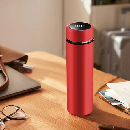 

RXIRUCGD Water Bottle 17 Liquid Gu Water Cup Stainless Steel Intelligent Temperature Sensing Vacuum Cup Mirror Surface Intelligent Brush Screen Insulation Cup Red
