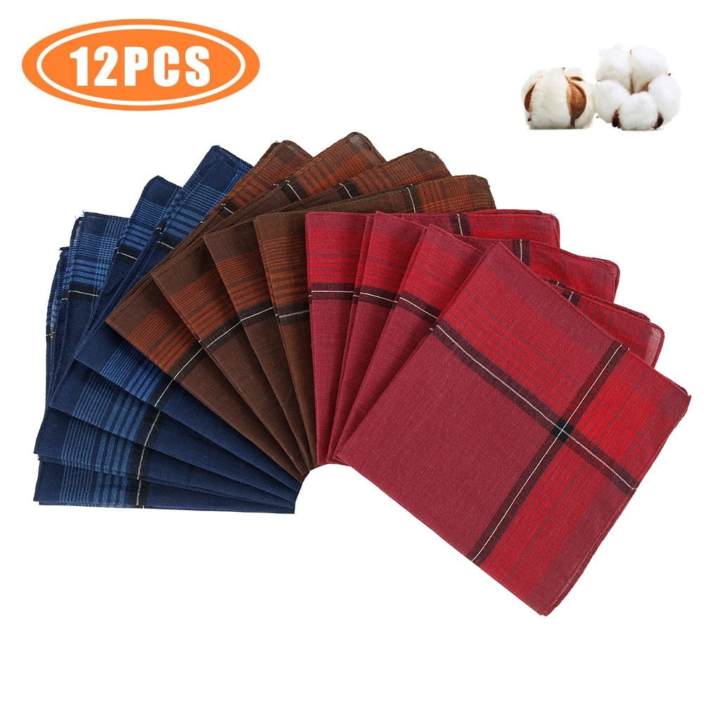 Mens Handkerchiefs,100% Soft Cotton Pocket Handkerchiefs for Men Cotton 