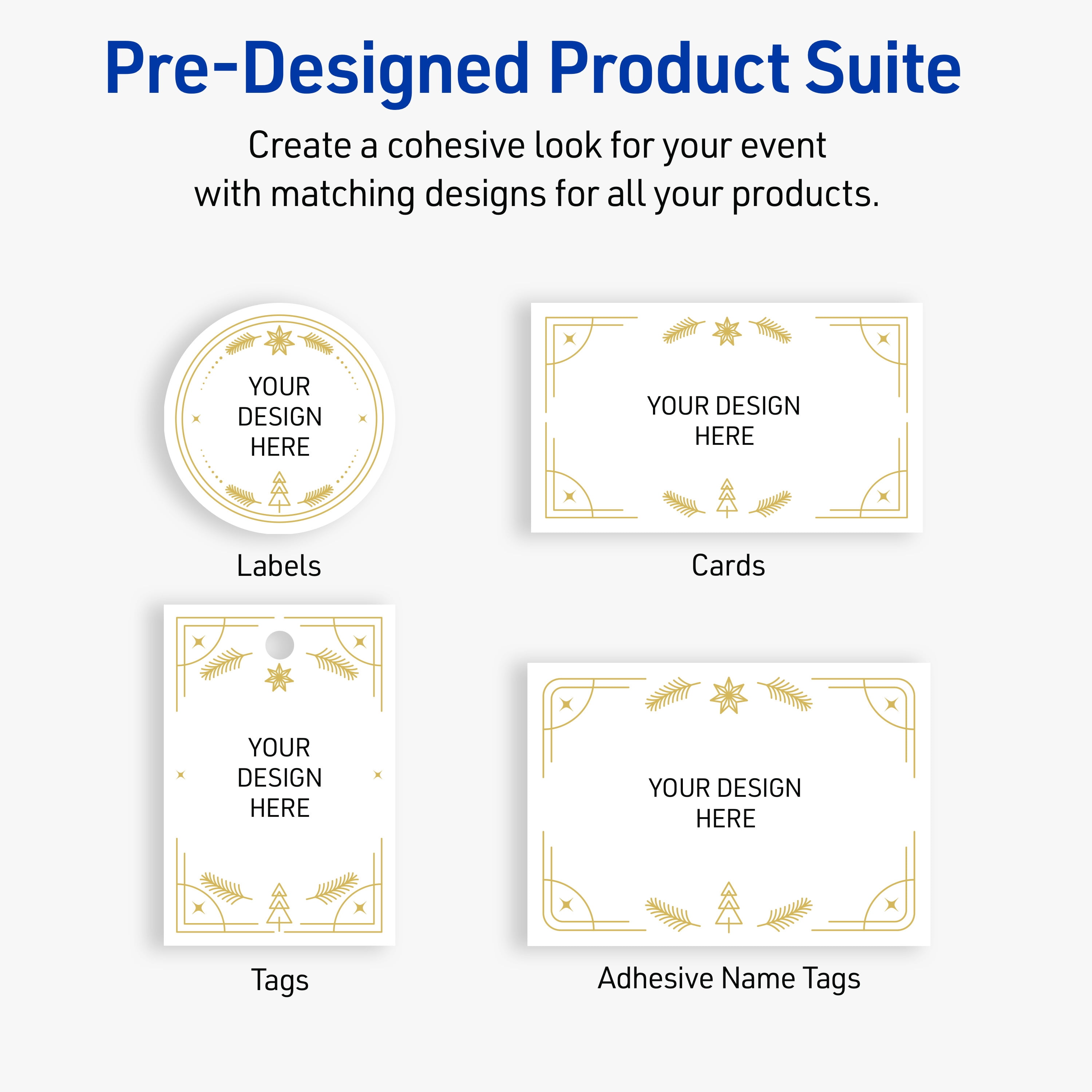 Avery Labels, 3" x 3", Glossy White, Metallic Gold Christmas Trees