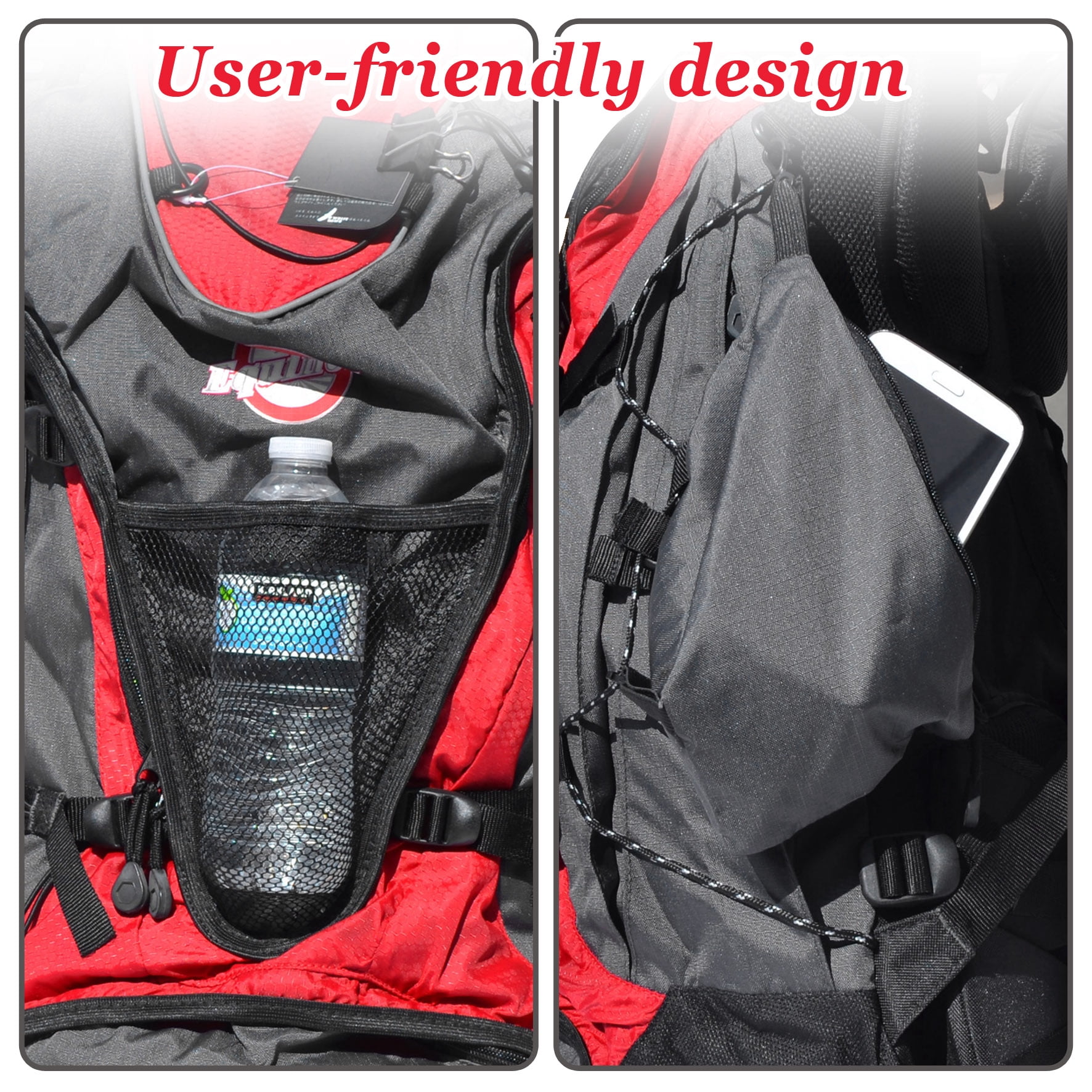 Sunrise Heavyduty Waterproof Travel Hiking Backpack Women Men Mountaineering Rucksack(Red)