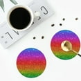 thumbnail image 4 of Yiaed Rainbow Glitter Print Leather Coasters for Drinks - Cup Coasters Coffee Table Kitchen Table Bar, Home & Office Gifts Handmade Drink Coasters-Round Shape, 4 of 6