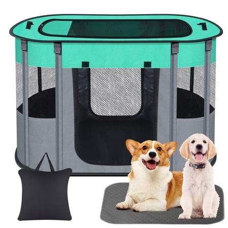 Reyox Dog Playpen,Portable Foldable Dog Cat Pet Playpen with Pee Pad and Carrying Case,31.55" x 23.55" x 21.55"