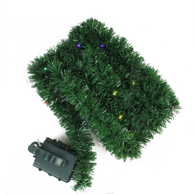 Brite Star 18' x 2.5" Pré-Éclairé Guirlande Artificielle de Noël en Pin - Lumières LED Multicolores