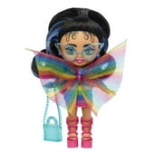 Barbie Extra Mini Minis Doll with Blue-Streaked Black Ponytail in Rainbow Dress & Accessories