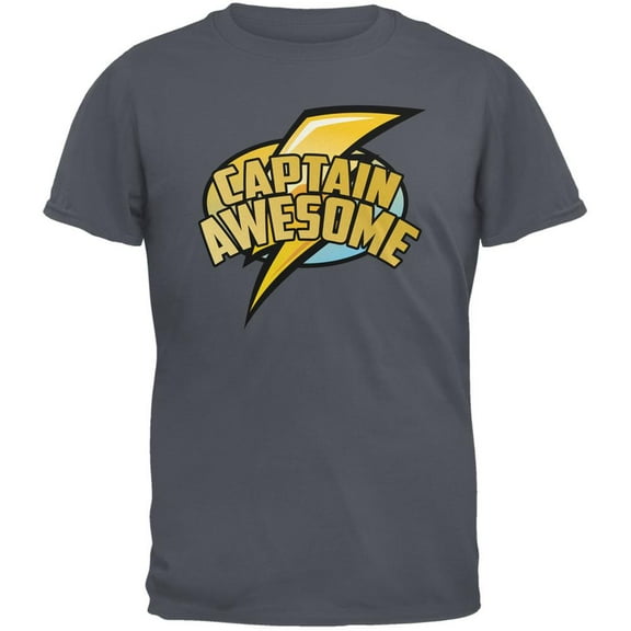 Captain Awesome Charcoal Grey Adult T-Shirt - X-Large