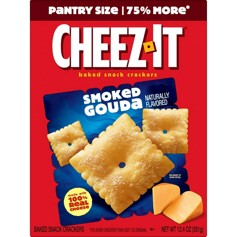 Cheez-It Smoked Gouda Baked Snack Crackers, Lunch Snacks, 12.4 oz
