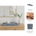 thumbnail image 5 of House Decor Trays for Bed or Coffee Table - Coastal Trays with Unique Brushstroke Design for Jewelry, Trinket, or Bathroom Vanity - Centerpiece Table Decorations - Set of 3, 2", Blue & White, 5 of 11