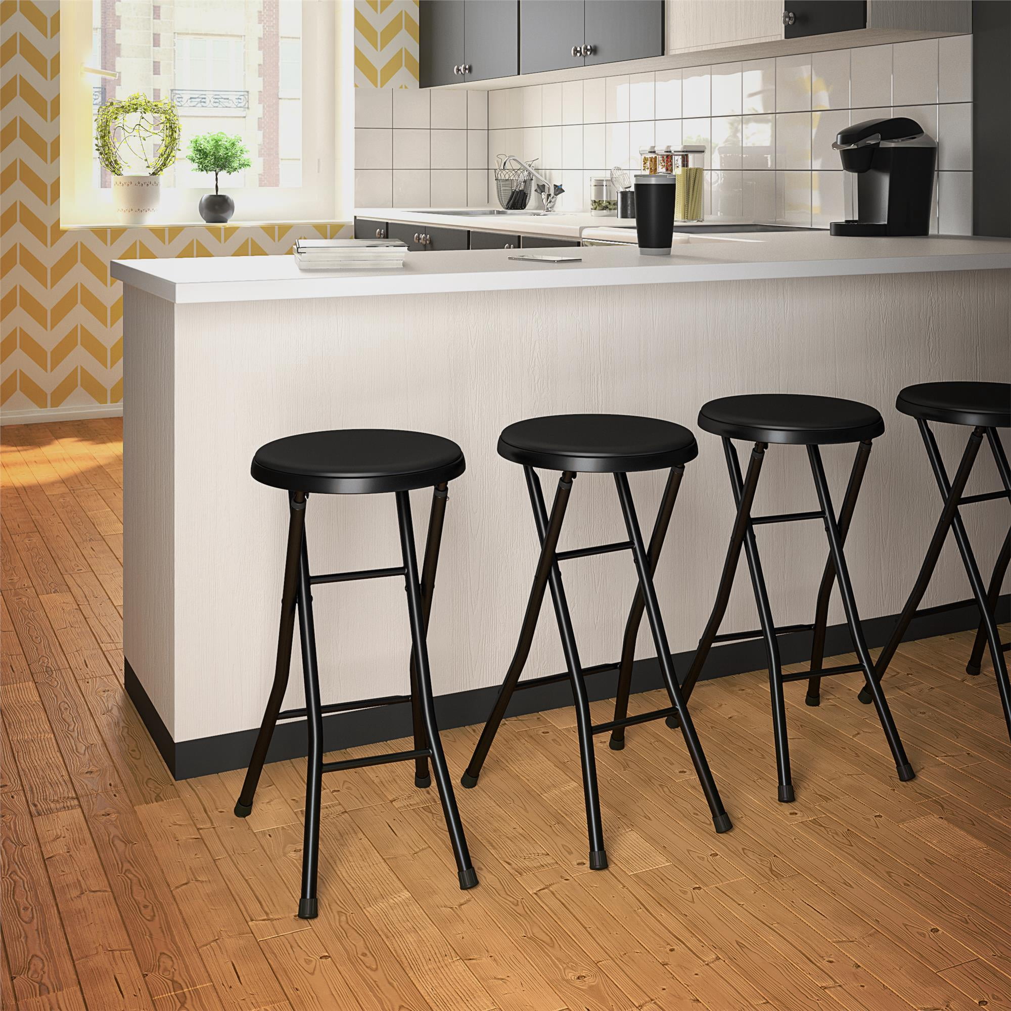 COSCO 24" Vinyl Padded Folding Stool, Black, 4-Pack