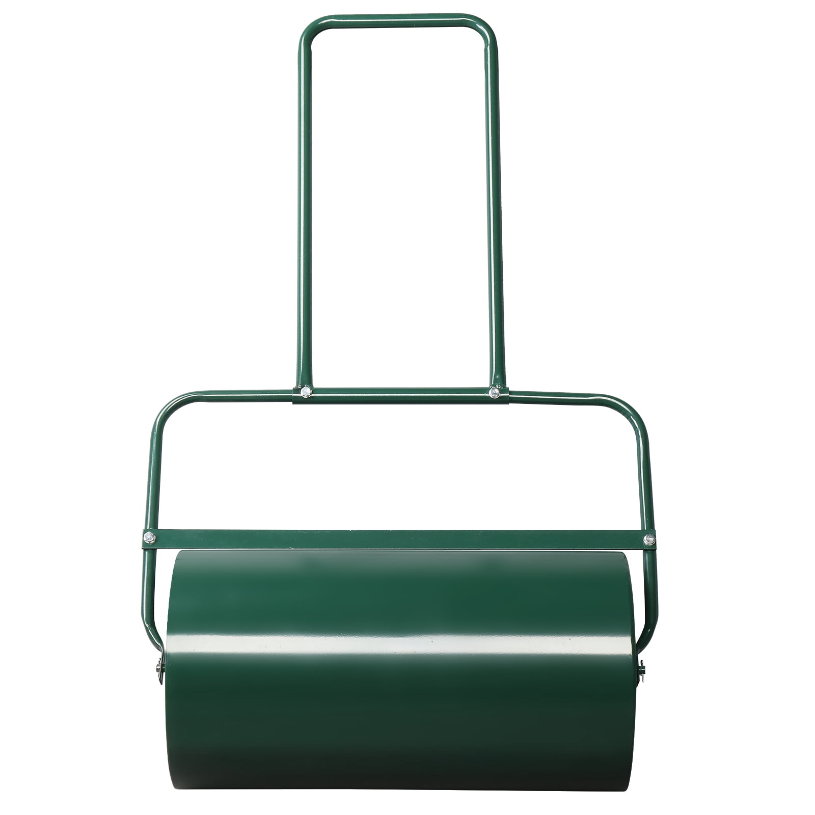 24in Push/Tow Lawn Roller , Steel Drum with Rounded Edges, U-Handle, Green Rust-Resistant Finish, For Flattening Ground & Packing Seed/Sod, Green