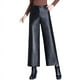 thumbnail image 3 of Pantalones de cuero PU para mujer, pantalones cortos de otoño e invierno, pantalones de pierna recta holgados de cintura alta y adelgazantes para mujer, 3 of 5