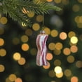 thumbnail image 2 of Northlight 3.5" Pink and White Strip of Bacon Glass Christmas Ornament, 2 of 5